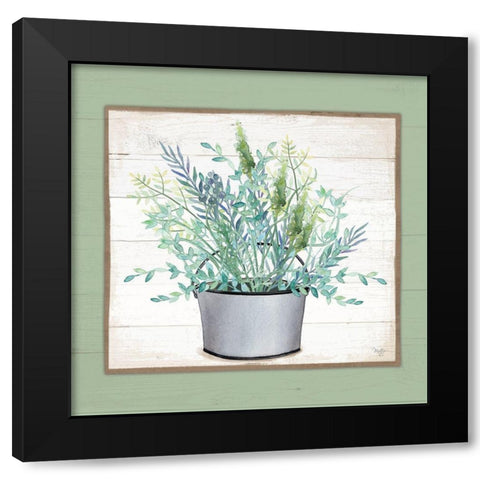 Pot of Herbs II Black Modern Wood Framed Art Print with Double Matting by Mollie B.