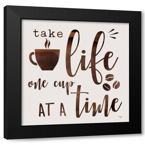 One Cup at a Time Black Modern Wood Framed Art Print with Double Matting by Mollie B.