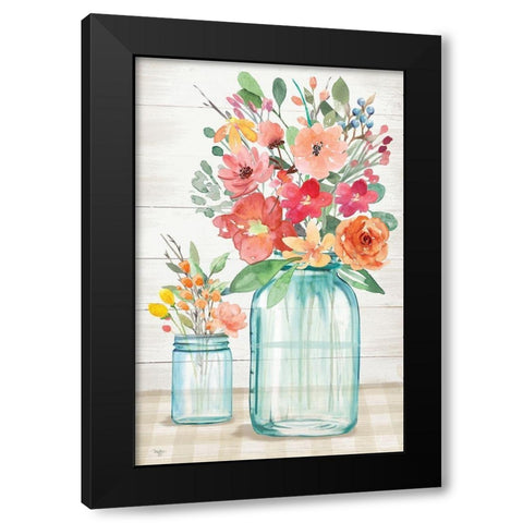Blossom Beauties Black Modern Wood Framed Art Print with Double Matting by Mollie B.