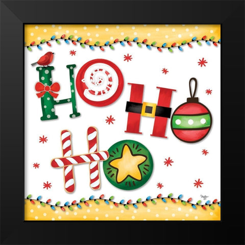 Ho Ho Ho Black Modern Wood Framed Art Print by Mollie B.