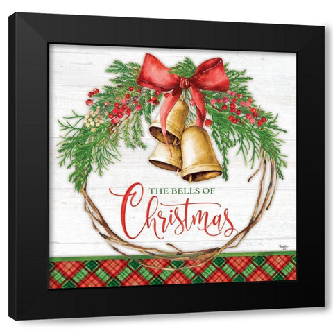 Bells of Christmas Black Modern Wood Framed Art Print with Double Matting by Mollie B.
