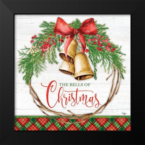 Bells of Christmas Black Modern Wood Framed Art Print by Mollie B.