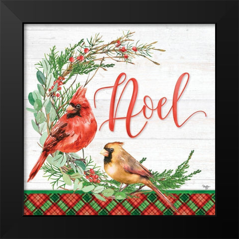 Cardinal Wreath Black Modern Wood Framed Art Print by Mollie B.