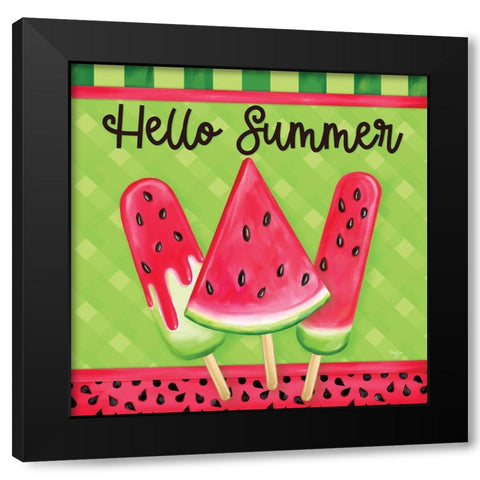 Hello Summer Black Modern Wood Framed Art Print with Double Matting by Mollie B.