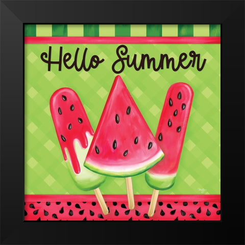 Hello Summer Black Modern Wood Framed Art Print by Mollie B.