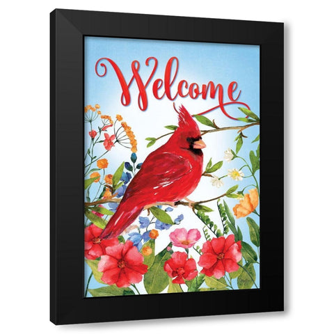 Welcome Cardinal Flowers Black Modern Wood Framed Art Print with Double Matting by Mollie B.