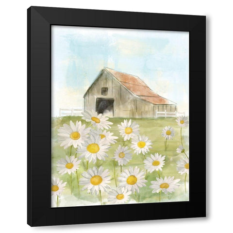 Field of Daisies Black Modern Wood Framed Art Print by Mollie B.