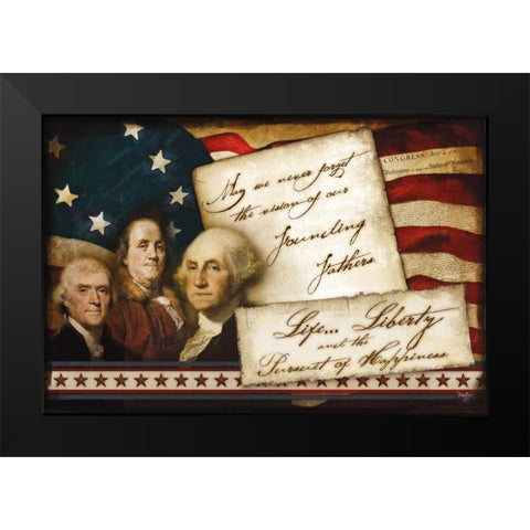 Founding Fathers Black Modern Wood Framed Art Print by Mollie B.