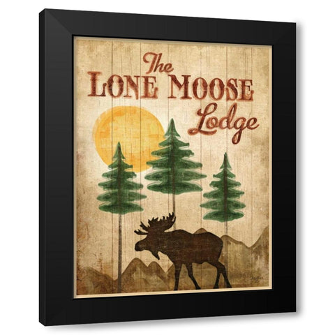 Lone Moose Black Modern Wood Framed Art Print with Double Matting by Mollie B.
