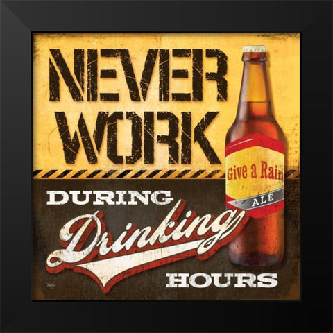 Drinking Hours Black Modern Wood Framed Art Print by Mollie B.