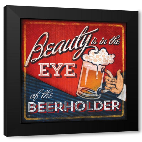 Beerholder Black Modern Wood Framed Art Print by Mollie B.