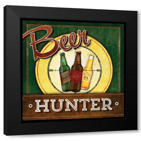 Beer Hunter Black Modern Wood Framed Art Print by Mollie B.