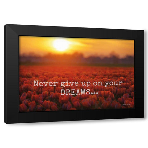 Never Give Up on Your Dreams Black Modern Wood Framed Art Print with Double Matting by Podt, Martin