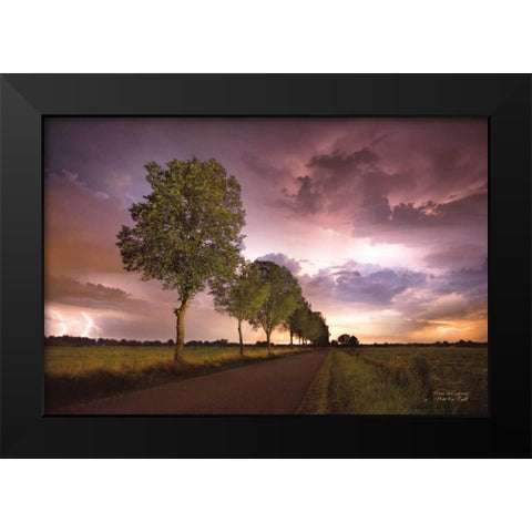 Trees and Lightning Black Modern Wood Framed Art Print by Podt, Martin