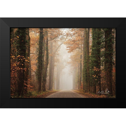 Foggy Autumn Road   Black Modern Wood Framed Art Print by Podt, Martin