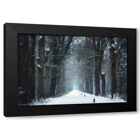 Snow in Markelo Black Modern Wood Framed Art Print with Double Matting by Podt, Martin
