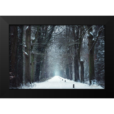 Snow in Markelo Black Modern Wood Framed Art Print by Podt, Martin