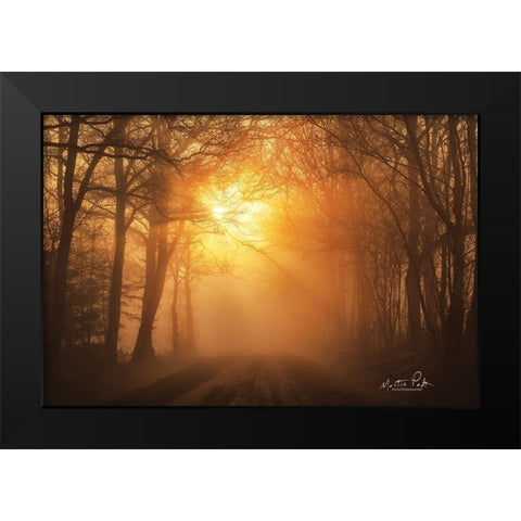 Misty Sunrise Black Modern Wood Framed Art Print by Podt, Martin
