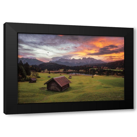 A Perfect Morning in the Alps Black Modern Wood Framed Art Print with Double Matting by Podt, Martin