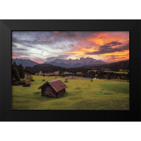 A Perfect Morning in the Alps Black Modern Wood Framed Art Print by Podt, Martin