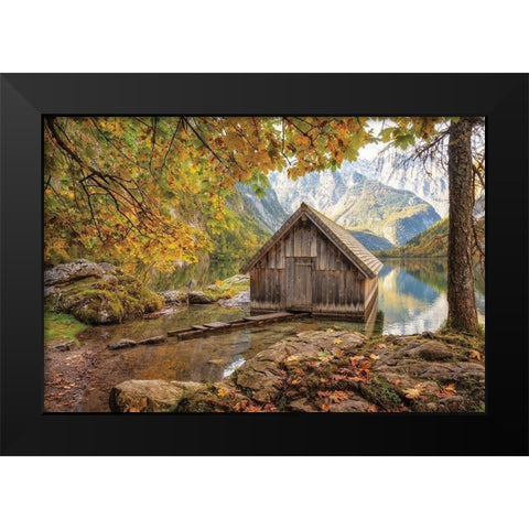 The Boathouse Black Modern Wood Framed Art Print by Podt, Martin