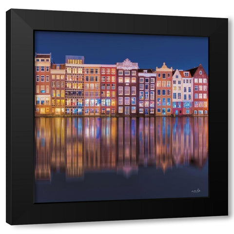 Building Row Reflections 1 Black Modern Wood Framed Art Print by Podt, Martin
