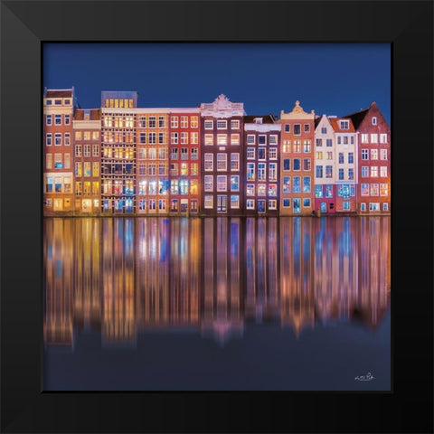 Building Row Reflections 1 Black Modern Wood Framed Art Print by Podt, Martin
