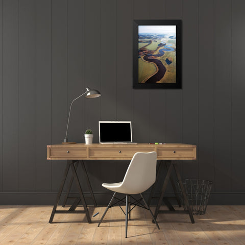 Flat Country from Above Black Modern Wood Framed Art Print by Podt, Martin