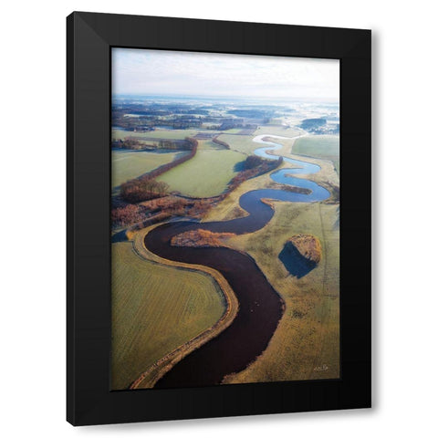 Flat Country from Above Black Modern Wood Framed Art Print with Double Matting by Podt, Martin