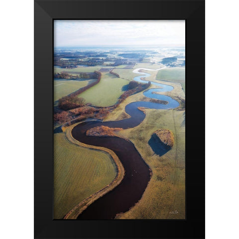 Flat Country from Above Black Modern Wood Framed Art Print by Podt, Martin