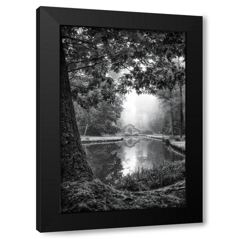 Cabin in the Woods Black Modern Wood Framed Art Print with Double Matting by Podt, Martin