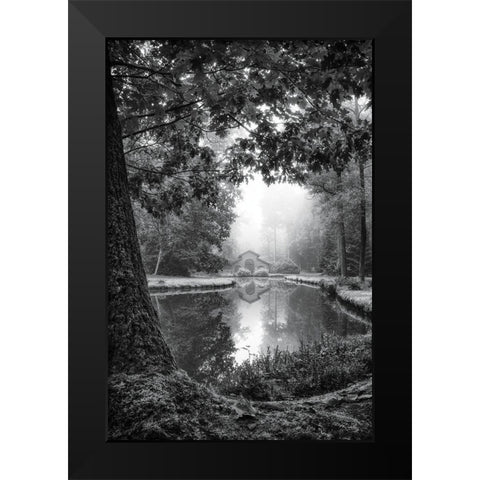 Cabin in the Woods Black Modern Wood Framed Art Print by Podt, Martin