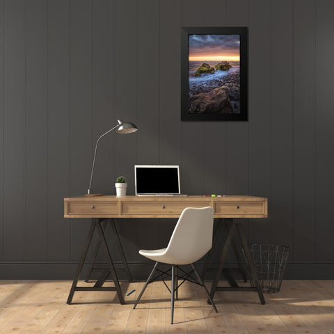 Rock Solid Black Modern Wood Framed Art Print by Podt, Martin