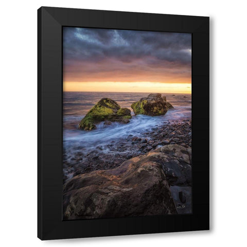 Rock Solid Black Modern Wood Framed Art Print by Podt, Martin