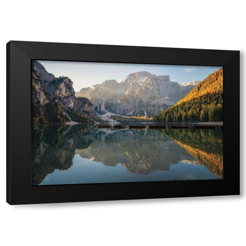 Mountain Reflections Black Modern Wood Framed Art Print by Podt, Martin