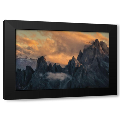 Dramatic Sunset in the Dolomites  Black Modern Wood Framed Art Print by Podt, Martin