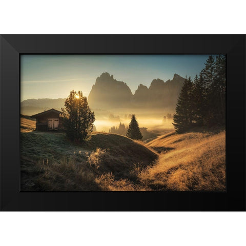 Morning in Italy Countryside  Black Modern Wood Framed Art Print by Podt, Martin