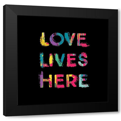 Love Lives Here Black Modern Wood Framed Art Print with Double Matting by Masey St. Studios