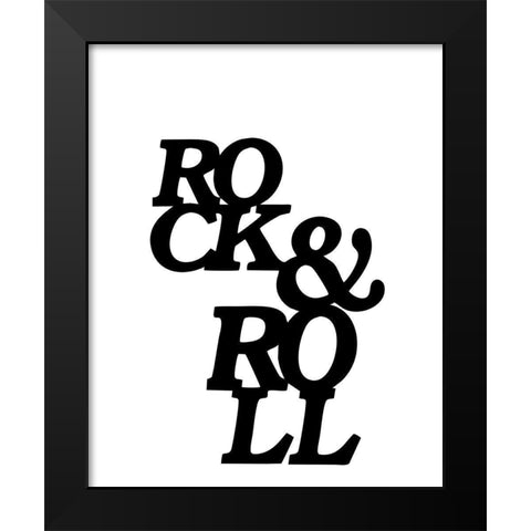 Rock And Roll Black Modern Wood Framed Art Print by Masey St. Studios