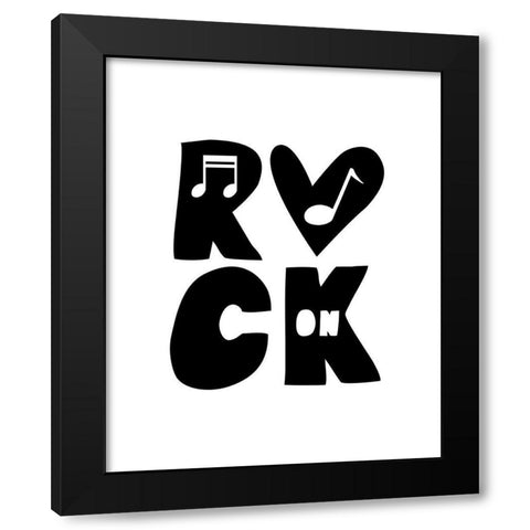 Rock On Black Modern Wood Framed Art Print with Double Matting by Masey St. Studios