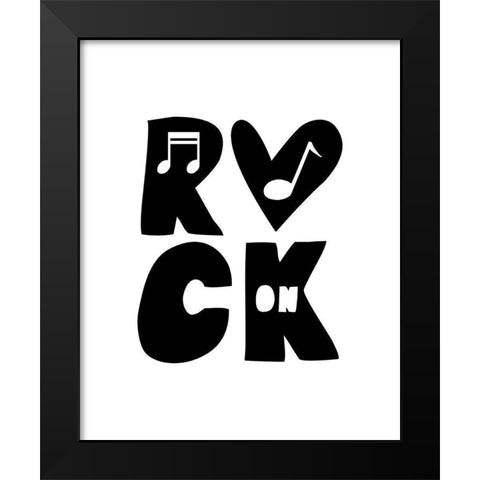Rock On Black Modern Wood Framed Art Print by Masey St. Studios