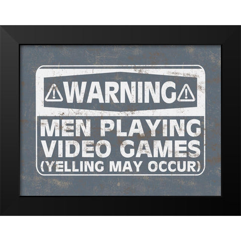 Men Playing Video Games Black Modern Wood Framed Art Print by Masey St. Studios