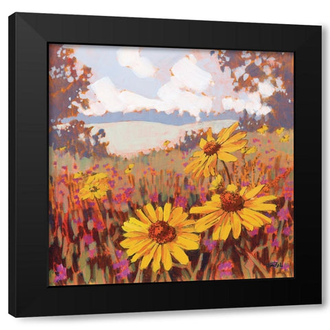 Black-Eyed Susans Black Modern Wood Framed Art Print by Musil, Jim