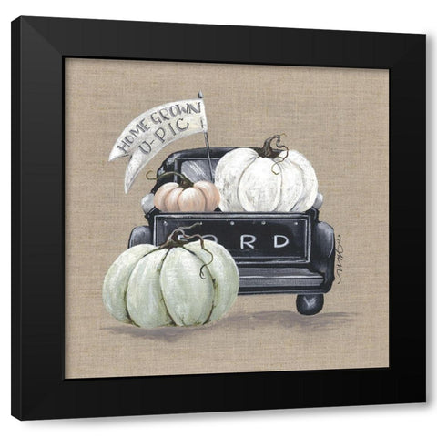 Pumpkin Truck Black Modern Wood Framed Art Print with Double Matting by Norkus, Julie