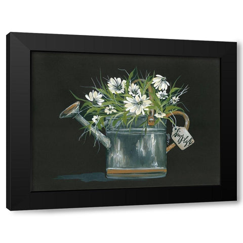 Watering Can Daisy Black Modern Wood Framed Art Print with Double Matting by Norkus, Julie