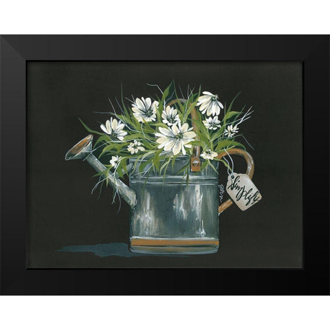 Watering Can Daisy Black Modern Wood Framed Art Print by Norkus, Julie