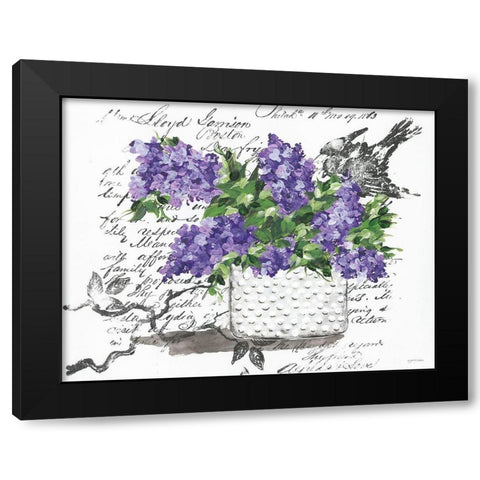 Hobnail Lilac Bird Black Modern Wood Framed Art Print by Norkus, Julie