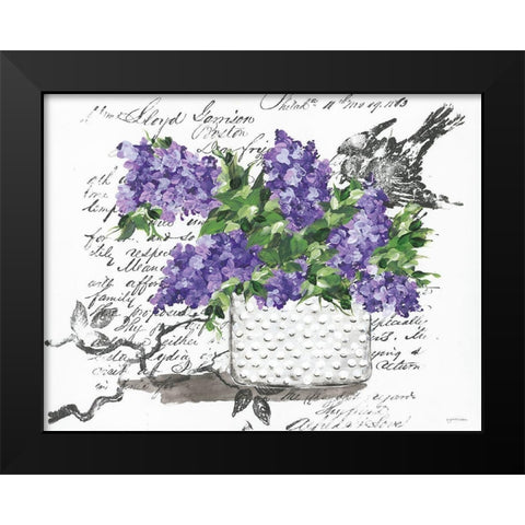 Hobnail Lilac Bird Black Modern Wood Framed Art Print by Norkus, Julie
