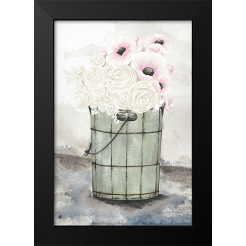 Ice Cream Bucket of Flowers    Black Modern Wood Framed Art Print by Norkus, Julie