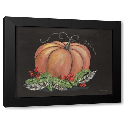 Pumpkin and Feathers Black Modern Wood Framed Art Print by Norkus, Julie